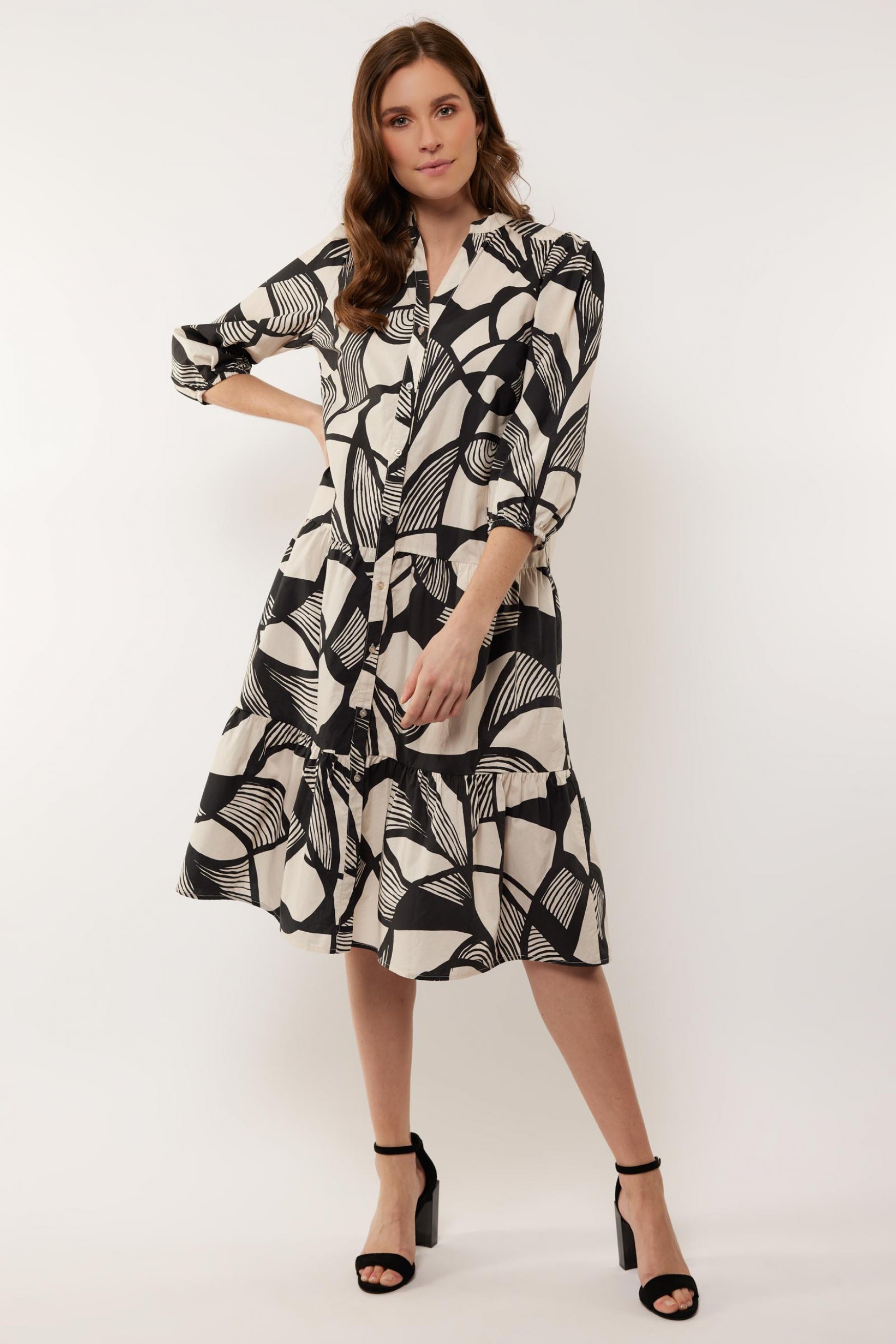 Cora jurk | Sand/Black