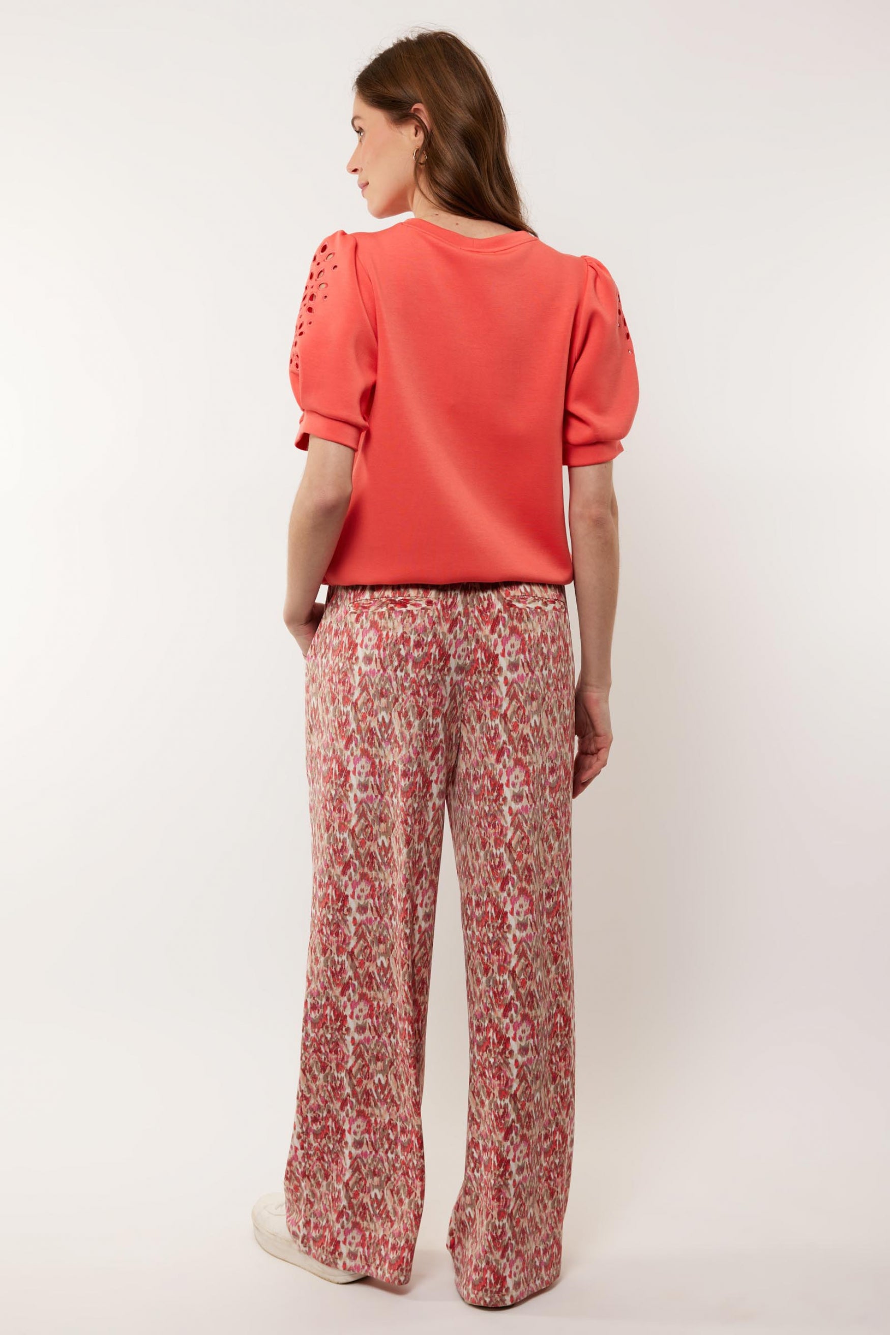 Catie pants | Offwhite/Bright Coral
