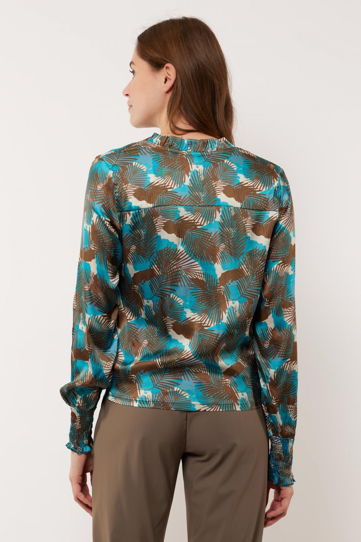 Monica blouse | Bermuda Blue/Moss Green