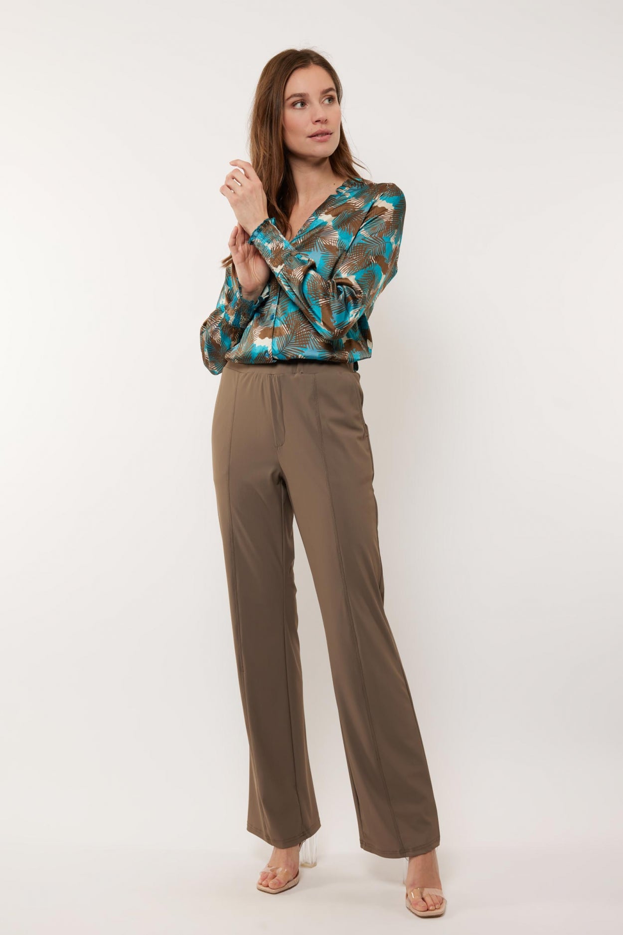 Monica blouse | Bermuda Blue/Moss Green