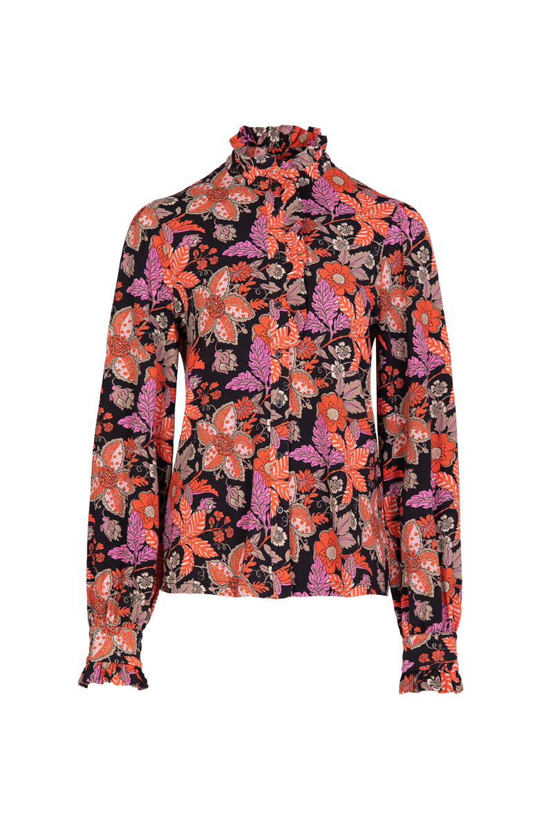 Bette blouse | Black/Poppy