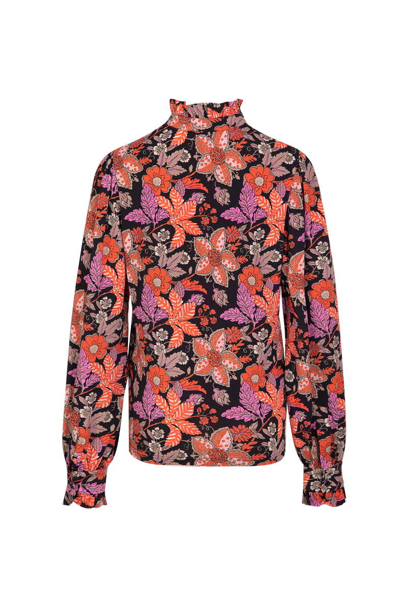 Bette blouse | Black/Poppy