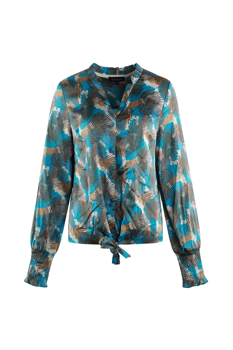 Monica blouse | Bermuda Blue/Moss Green