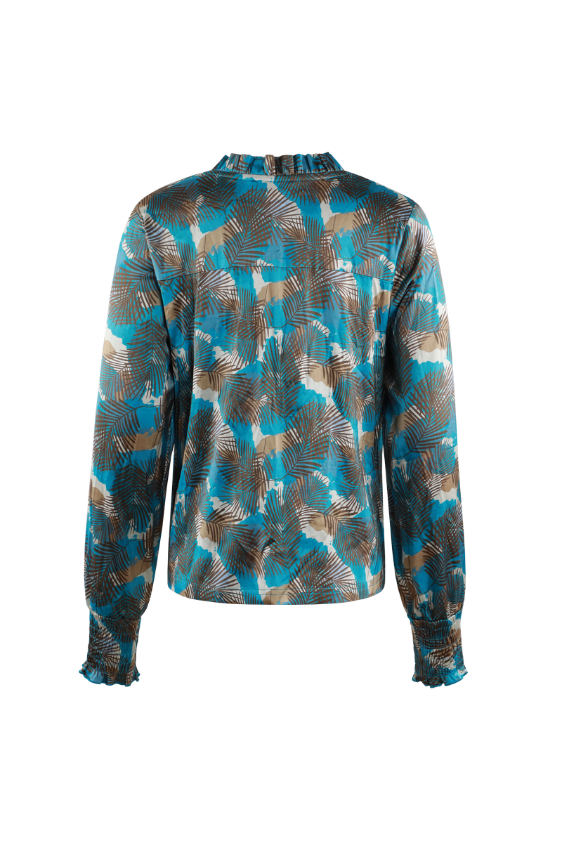 Monica blouse | Bermuda Blue/Moss Green