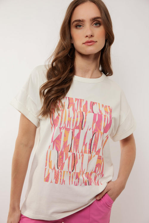Deni T-shirt | Offwhite/Orchid