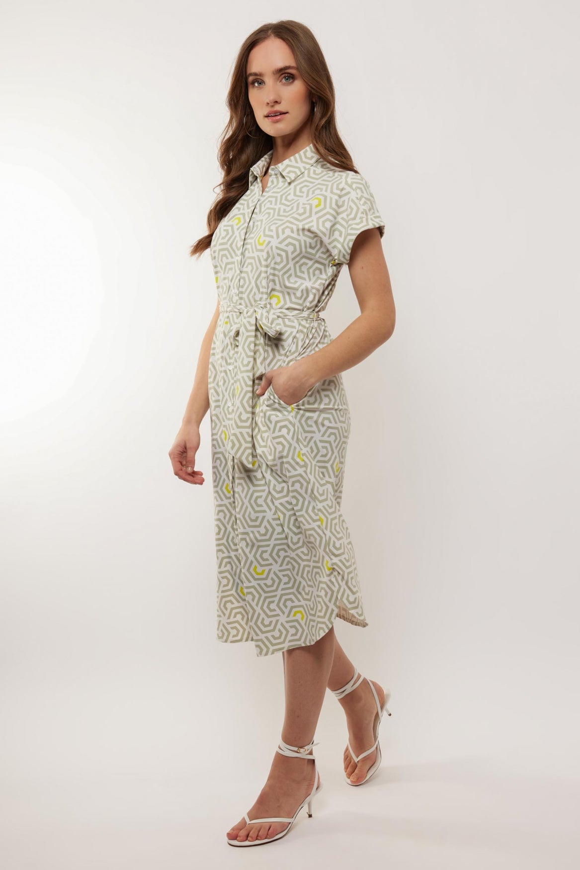 Dayla jurk | Offwhite/Summer Green