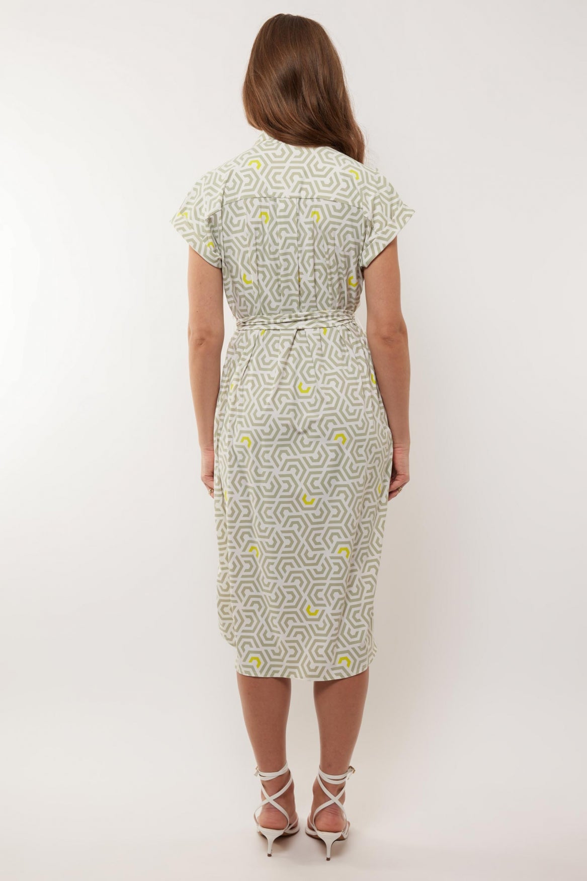 Dayla jurk | Offwhite/Summer Green