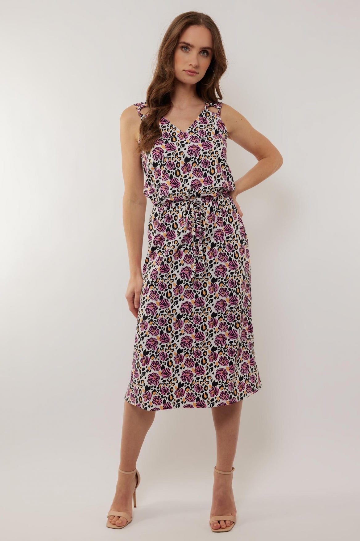 Delphi jurk | Offwhite/Orchid