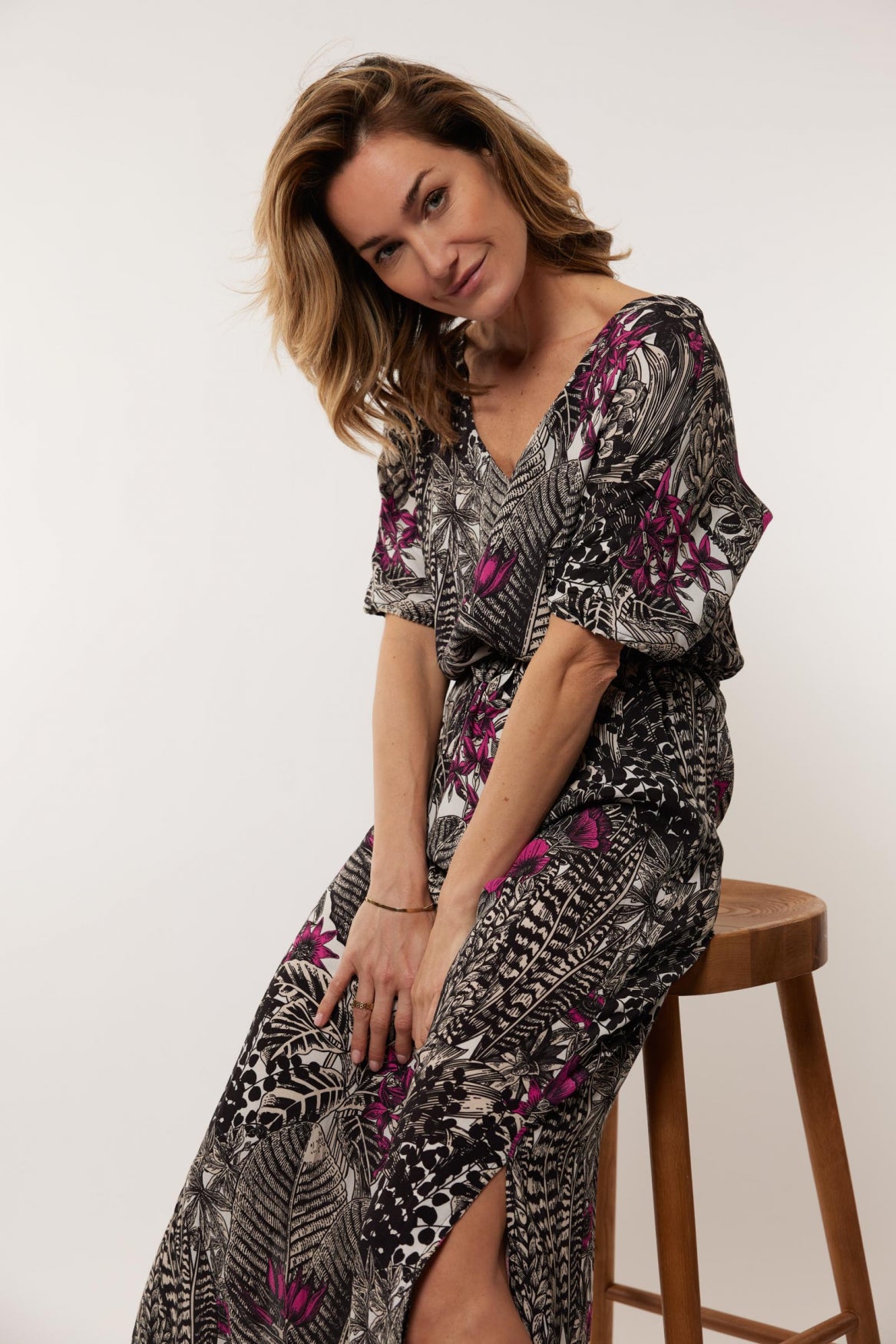 Dina jurk | Black/Orchid