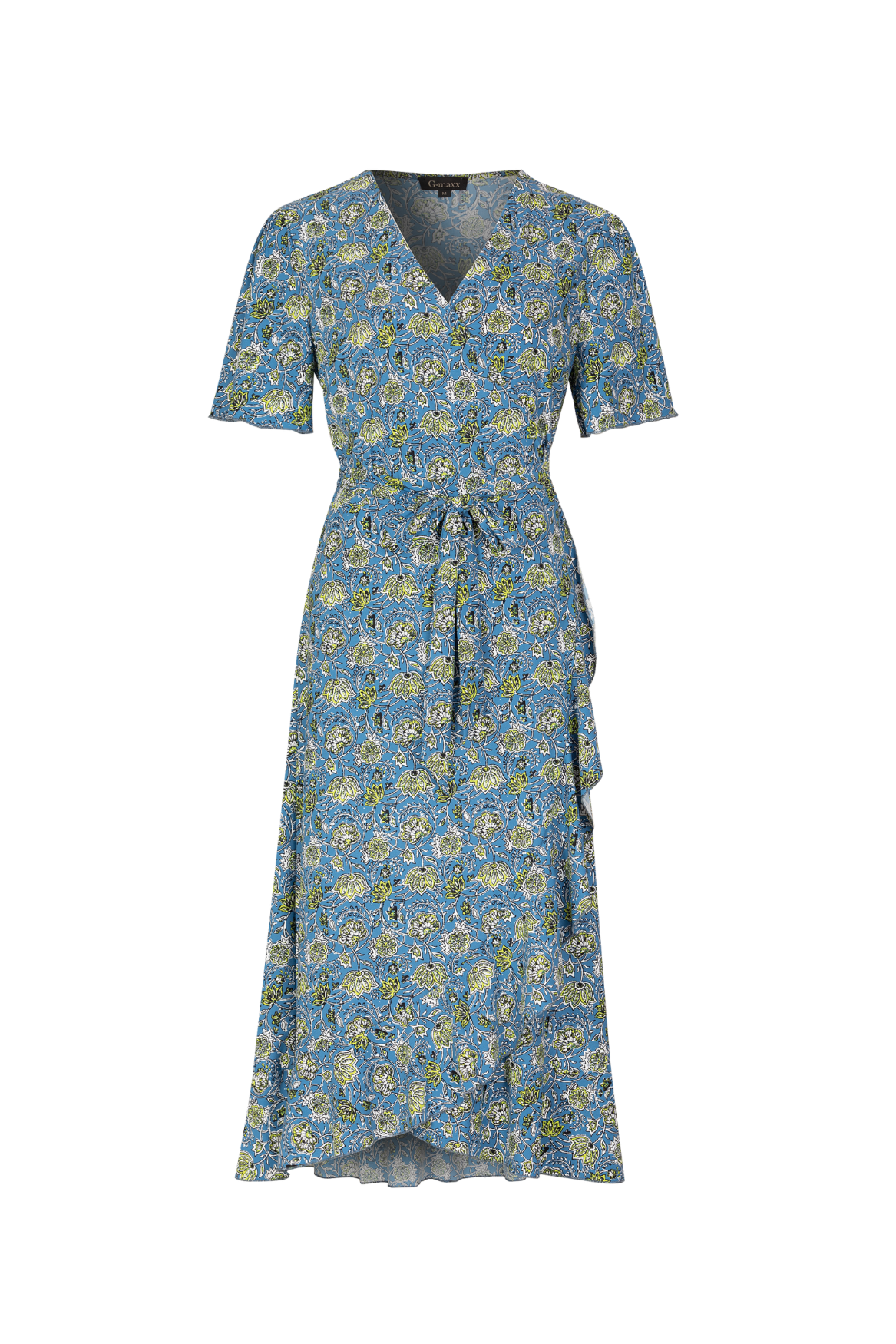 Anastasia jurk | Cornflower Blue/Yellow Green