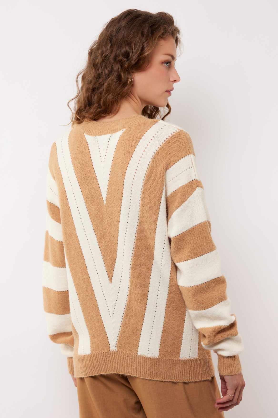 Rekha-Pullover | Offwhite/Eichenbraun