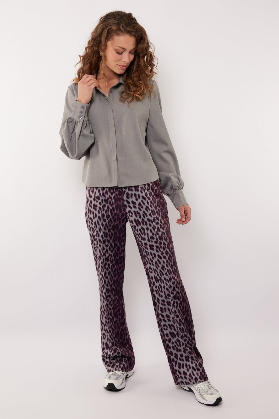 Bindi broek | Gray Melange/Mauve Wine