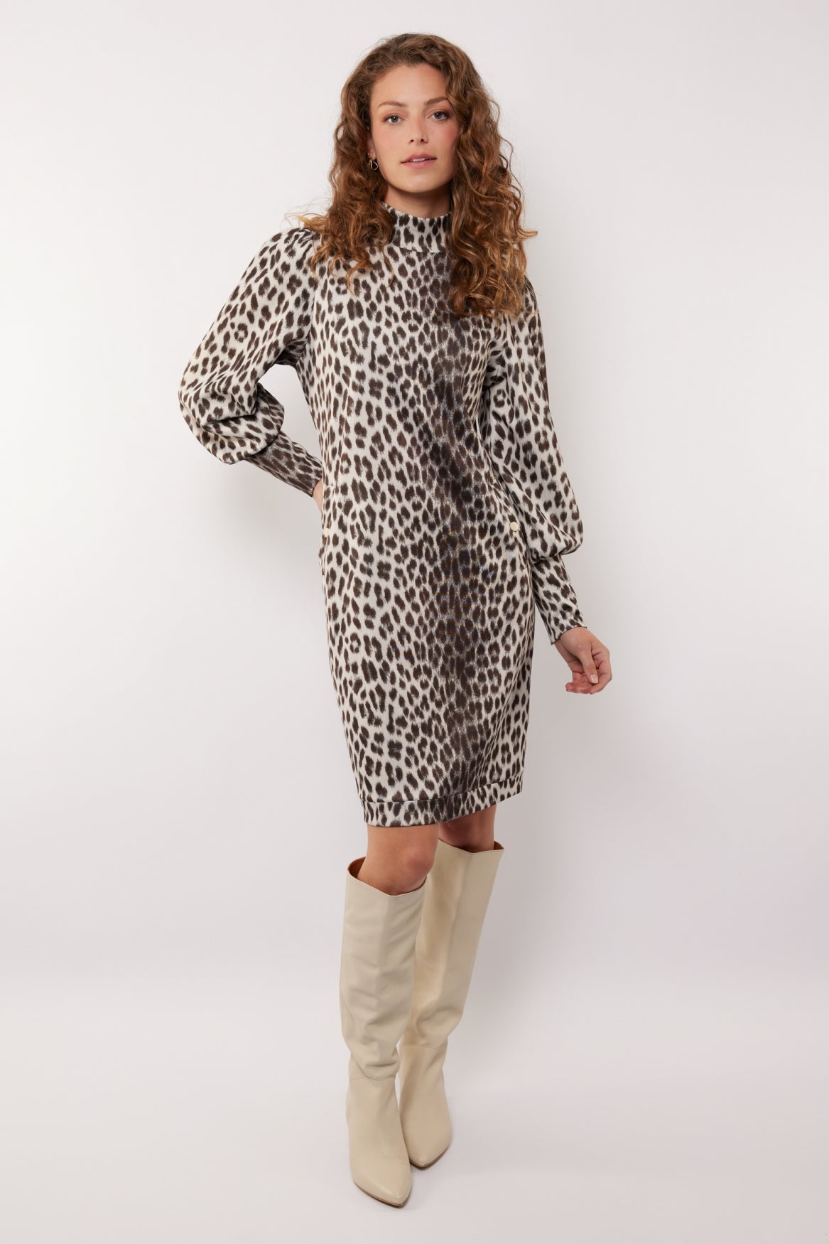 Brandy jurk | Sand/Olive Green