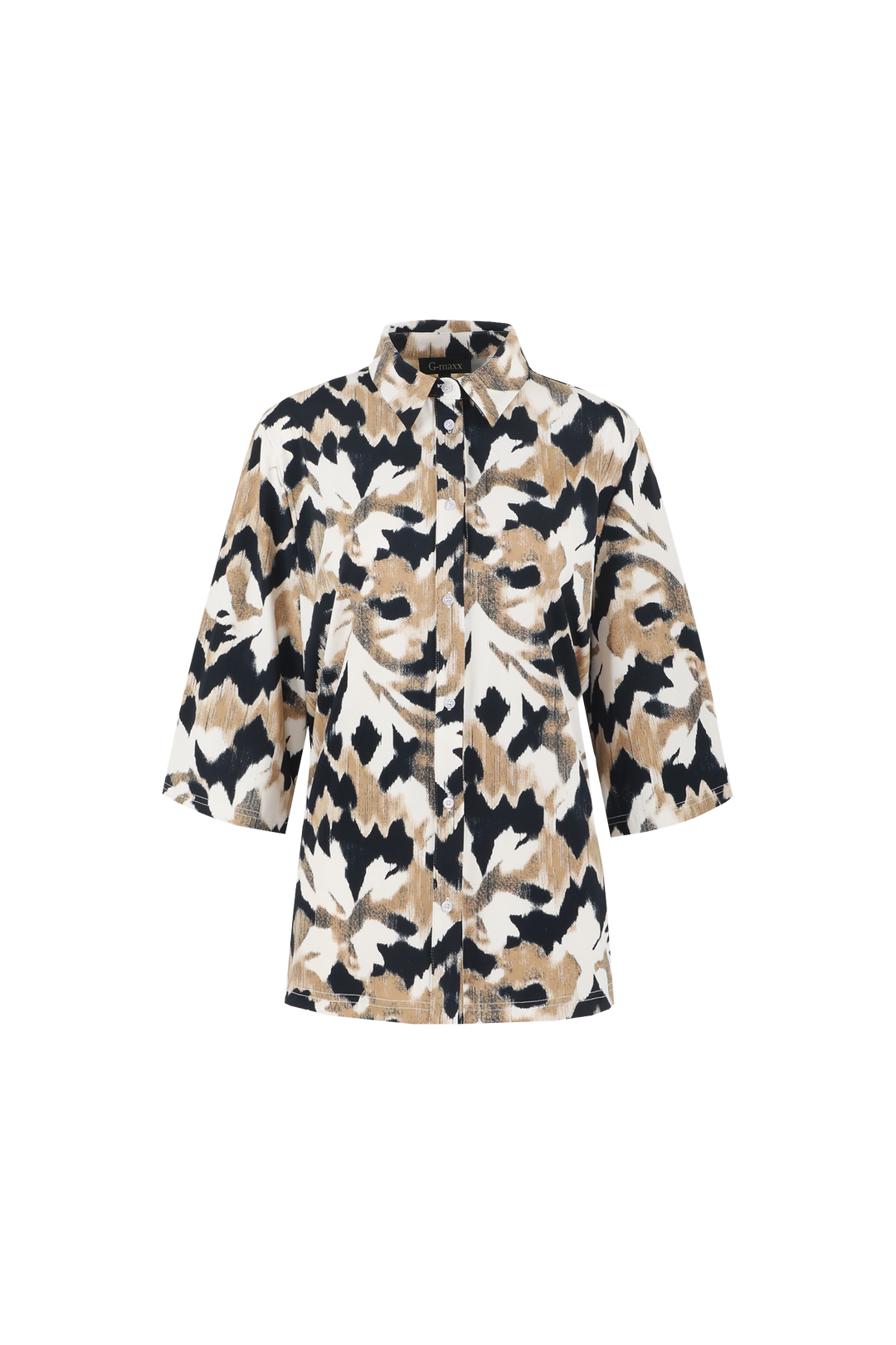 Uma Bluse | Helles Kamel/Schwarz