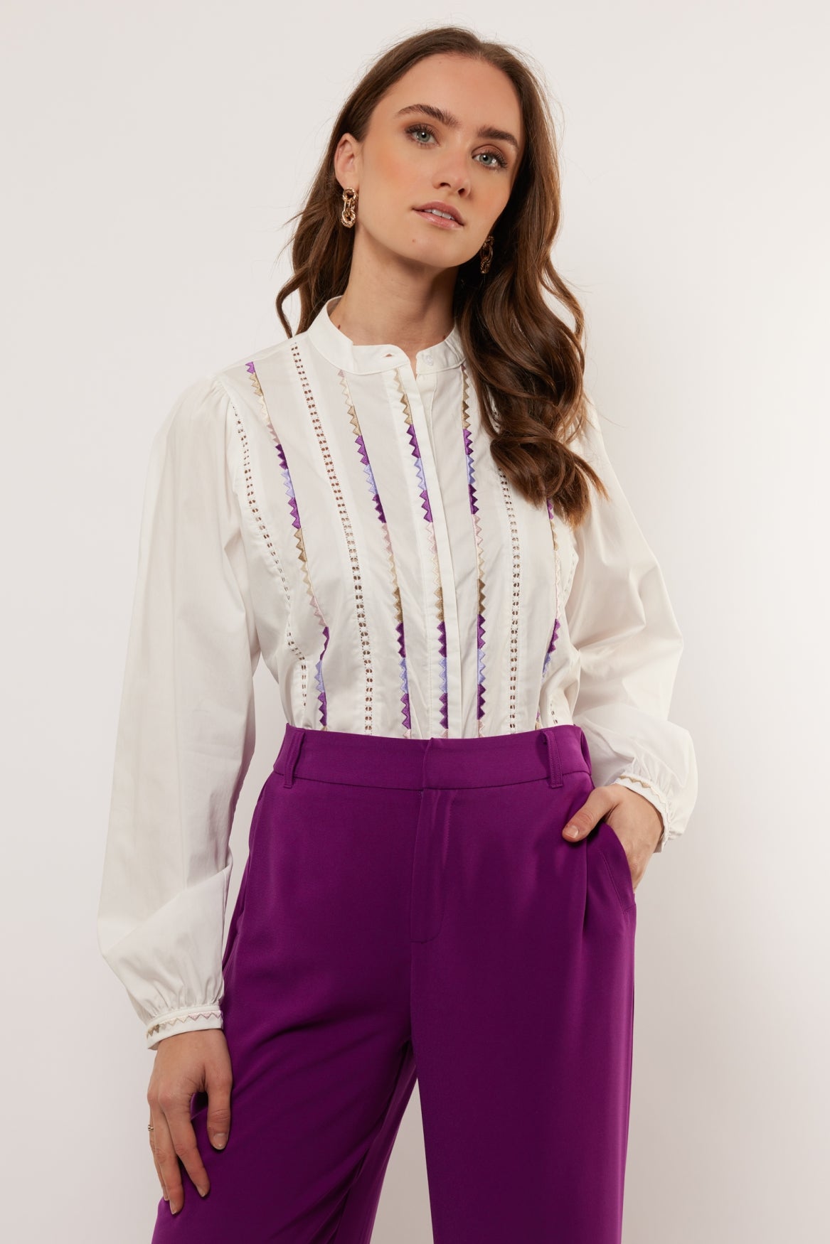 Elive blouse | Offwhite/Warm Purple
