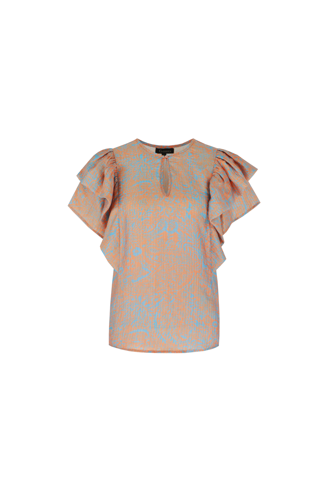 Evelyn-Oberteil | Chambray Blau/Mango