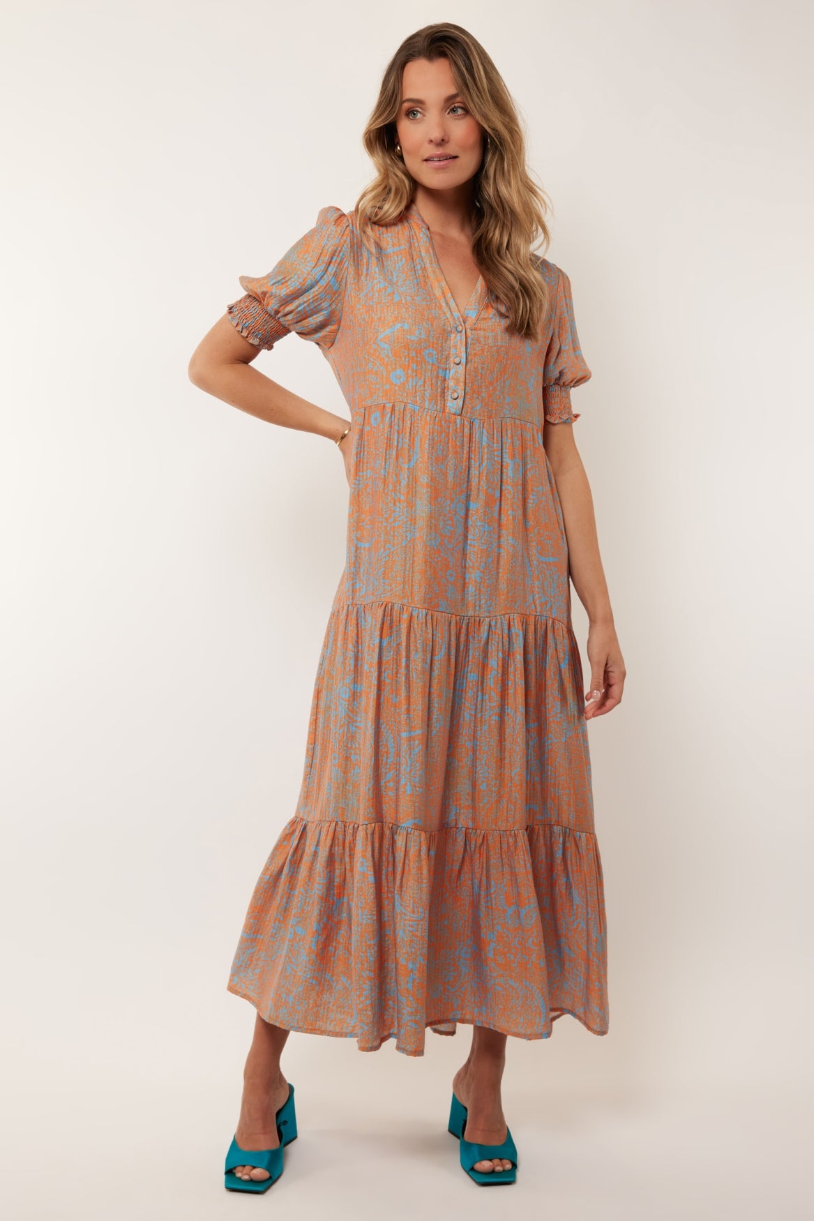 Colette dress | Chambray Blue/Mango