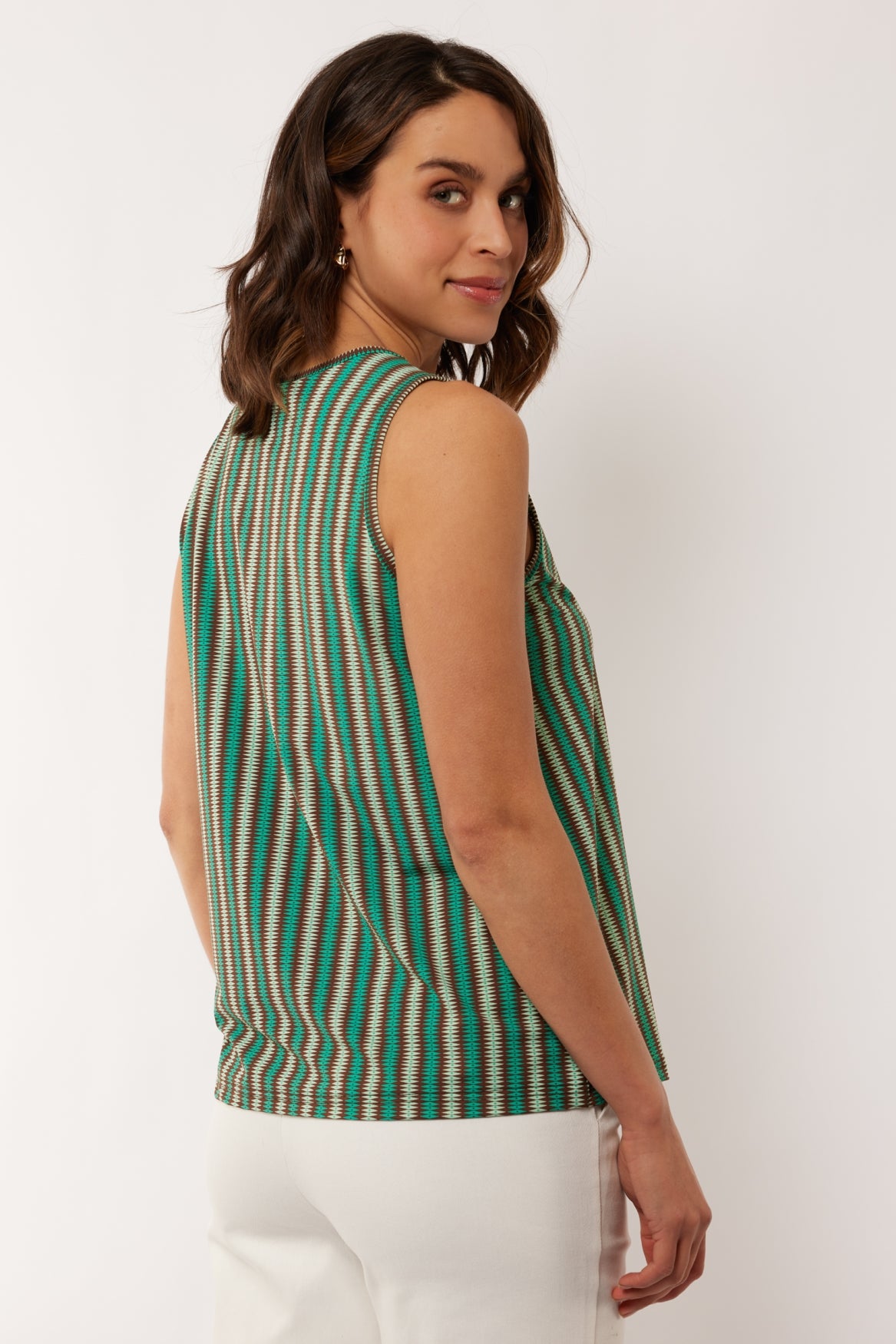 Lourdes top | Cappuccino/Bird's Egg Green