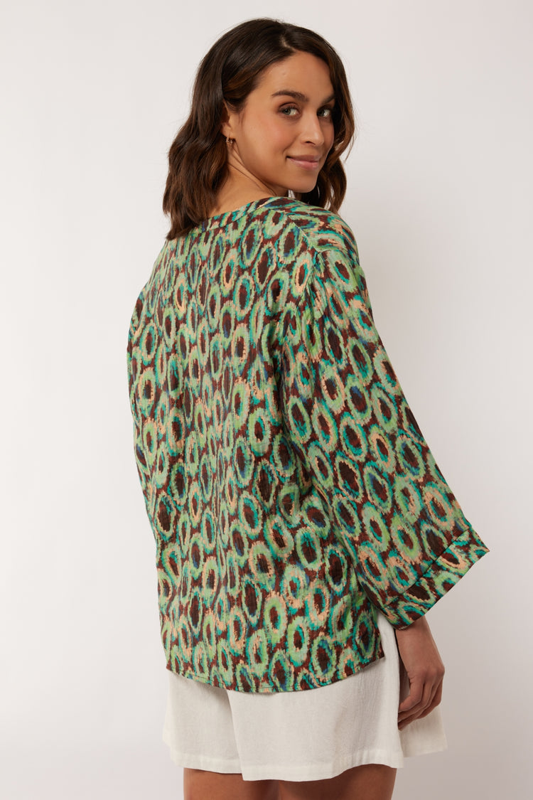 Lavinia top | Cappuccino/Bird's Egg Green