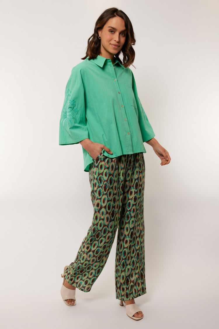 Evelina broek | Cappuccino/Bird’s Egg Green