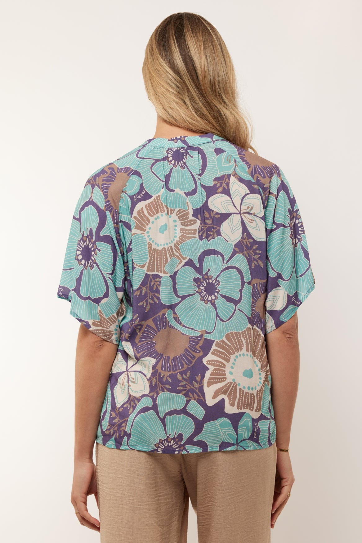 Giselle top | Gray Grape/Green Mint