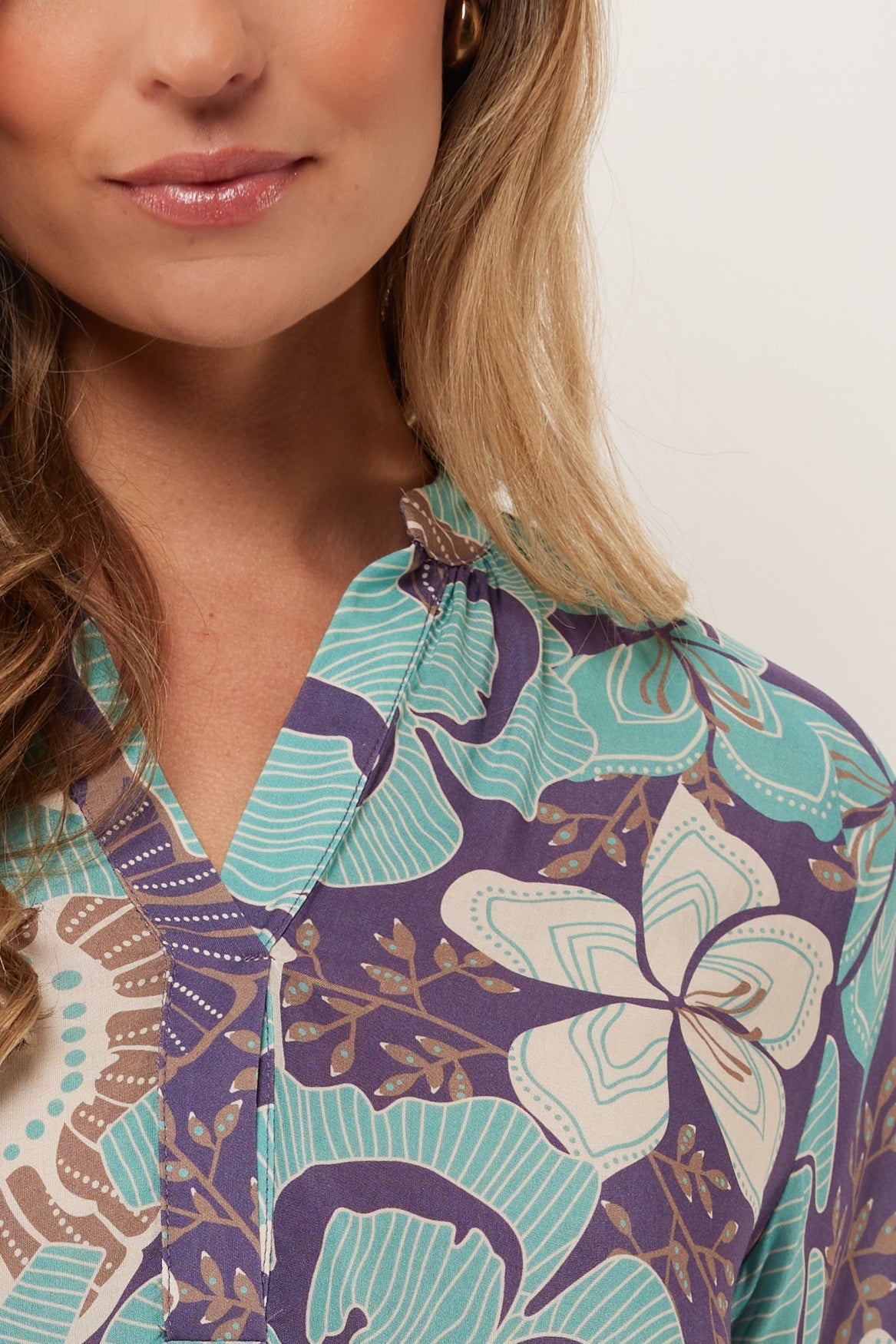 Giselle top | Gray Grape/Green Mint