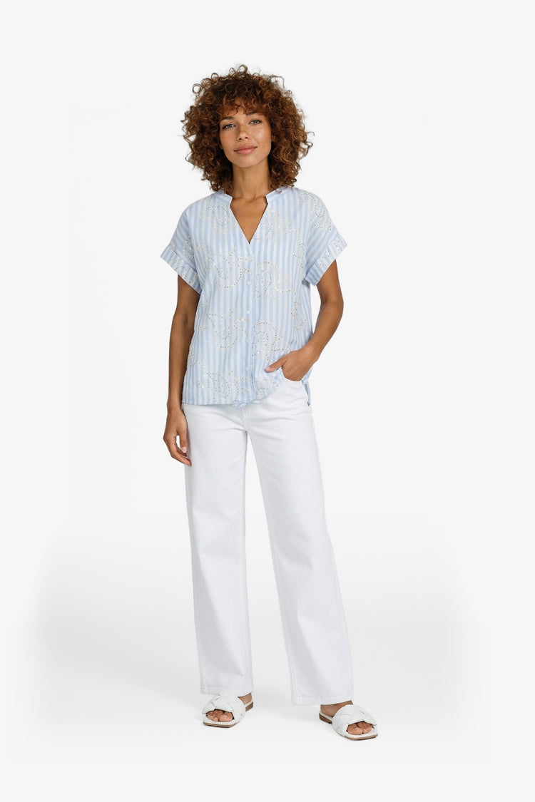 Hekla top | Light Denim Blue/Offwhite