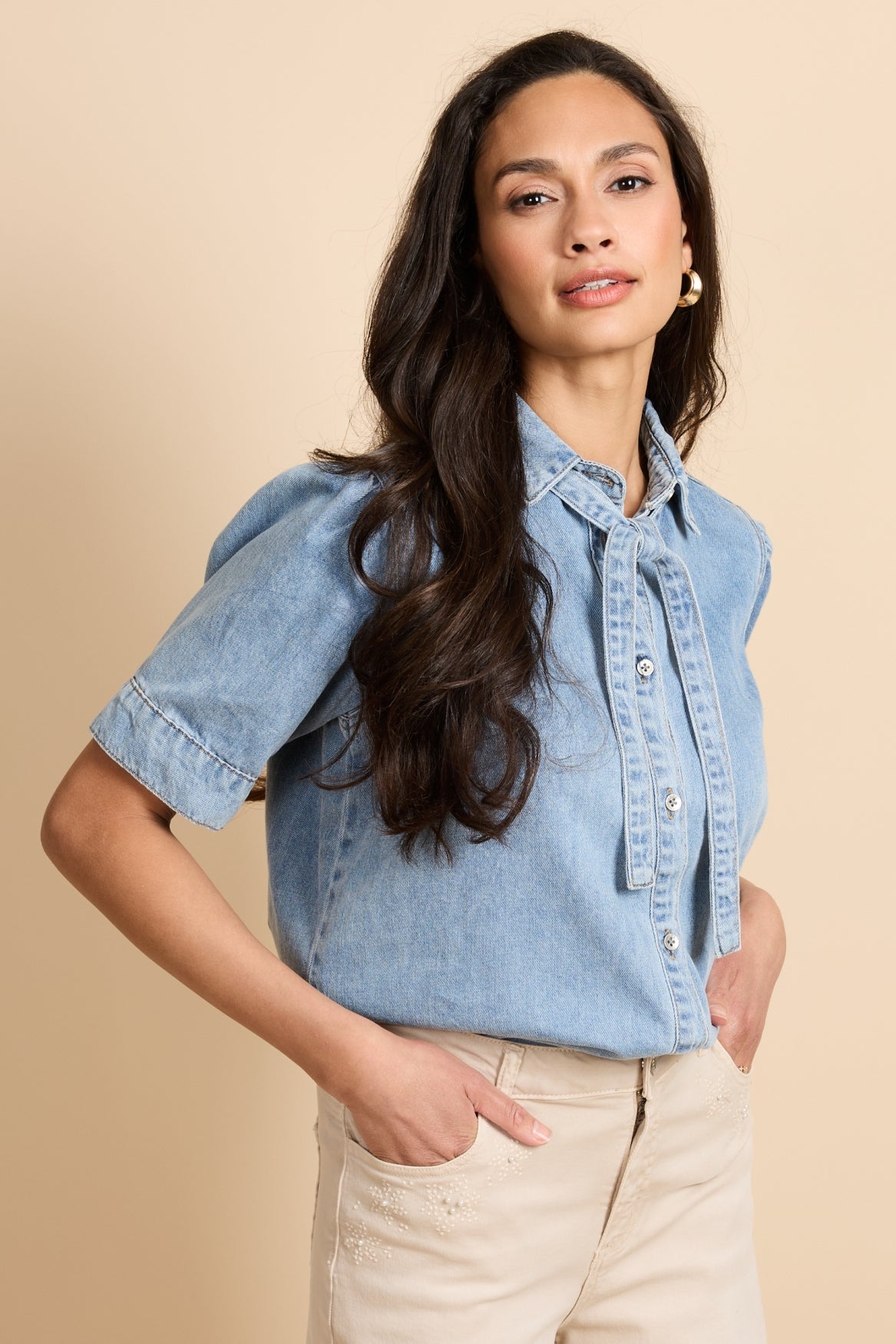 Bluse Toni | Denim Hellblau