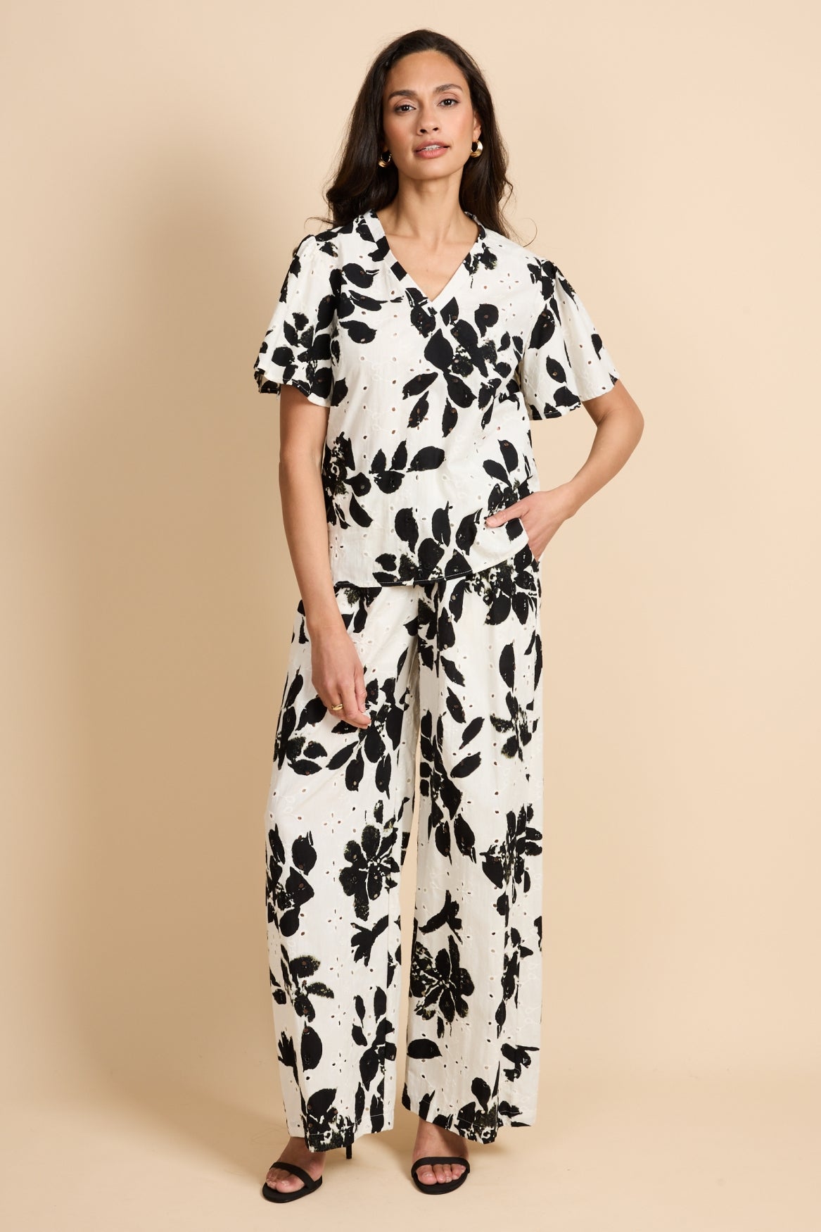 Aeris broek | Offwhite/Black