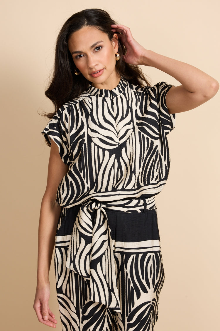 Havine Top | Schwarz/Sand