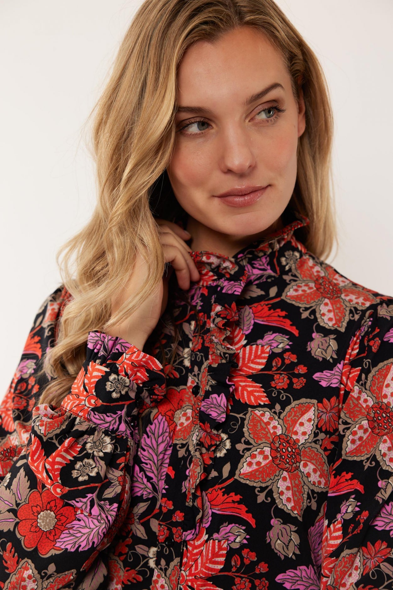 Bette blouse | Black/Poppy