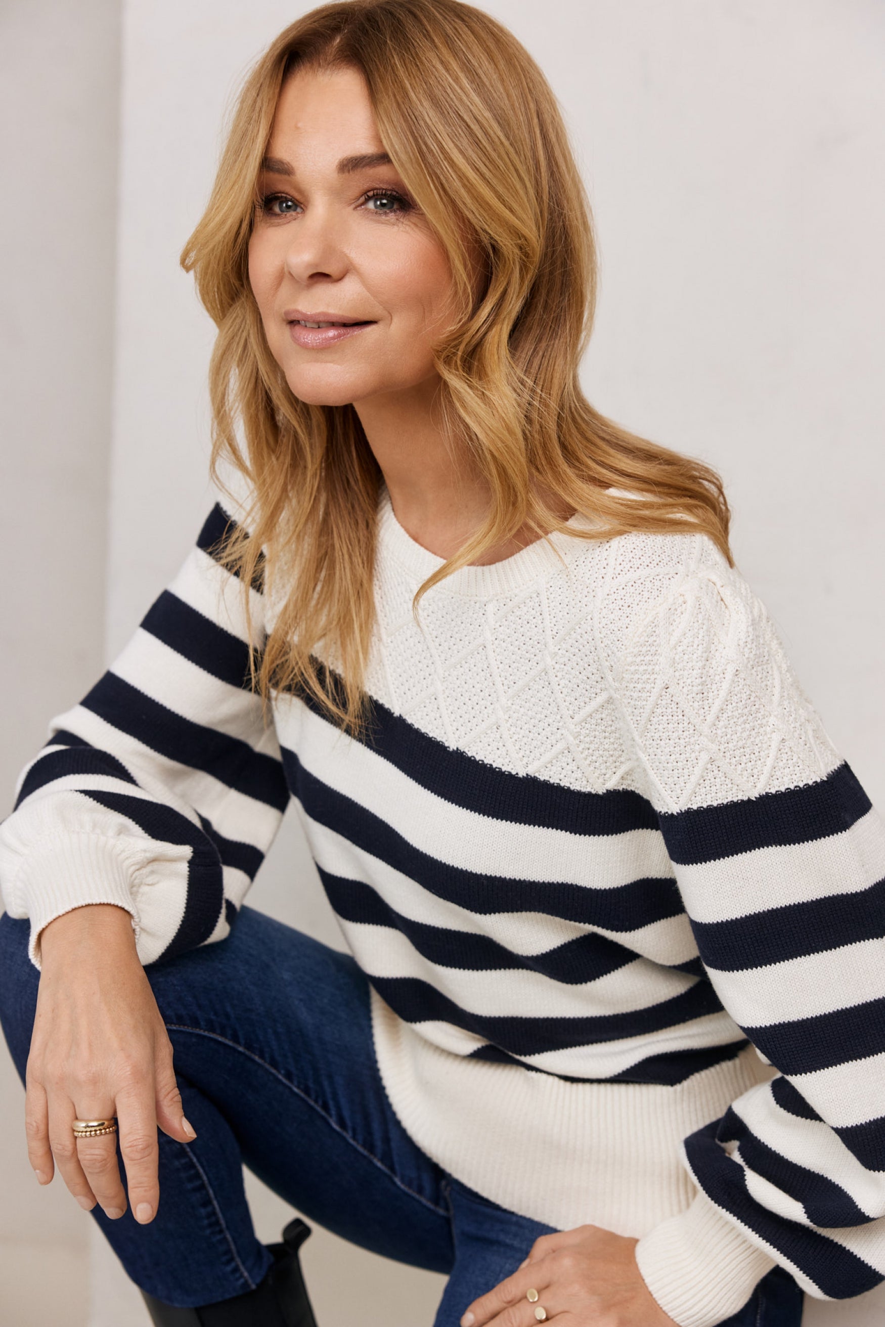 Ellee trui | Ecru/Midnight Blue