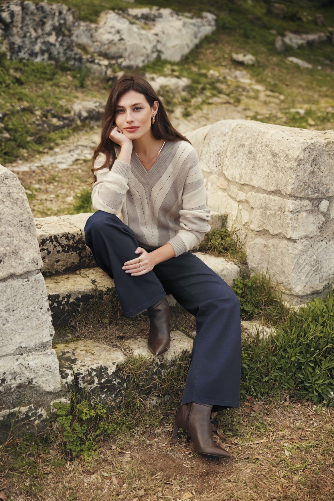 Rekha Pullover | Holzasche/Mondstein