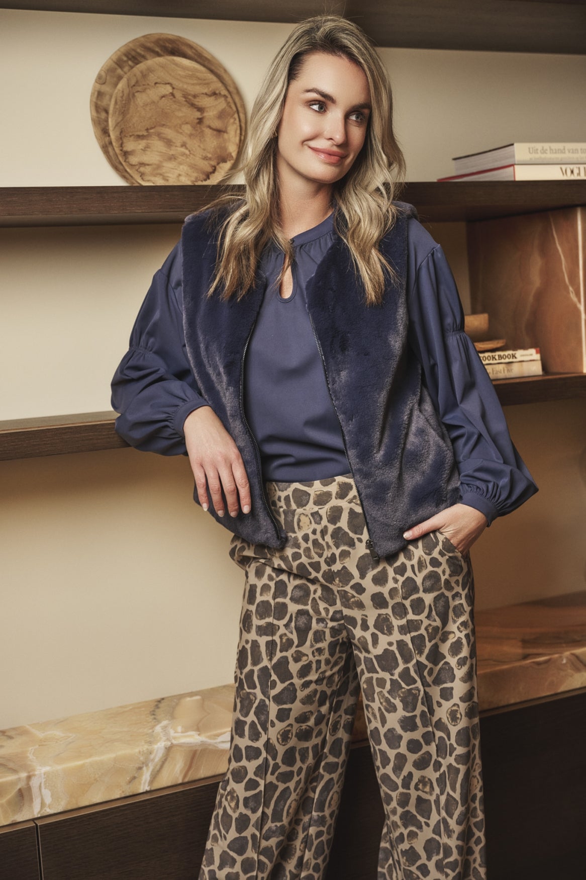 Tahlia broek | Sahara/Dark Night Blue