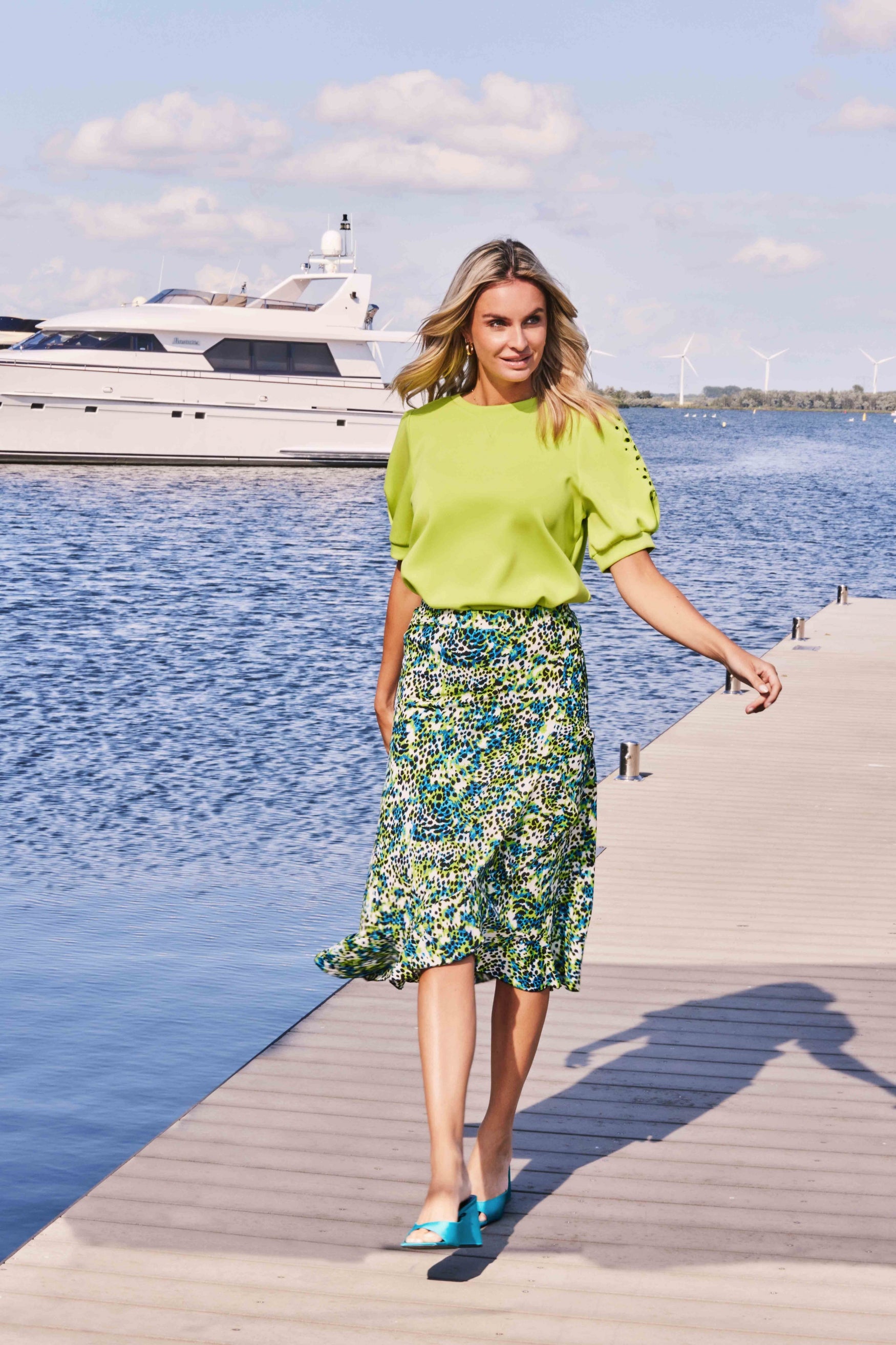 Bodil skirt | Offwhite/Cornflower Blue