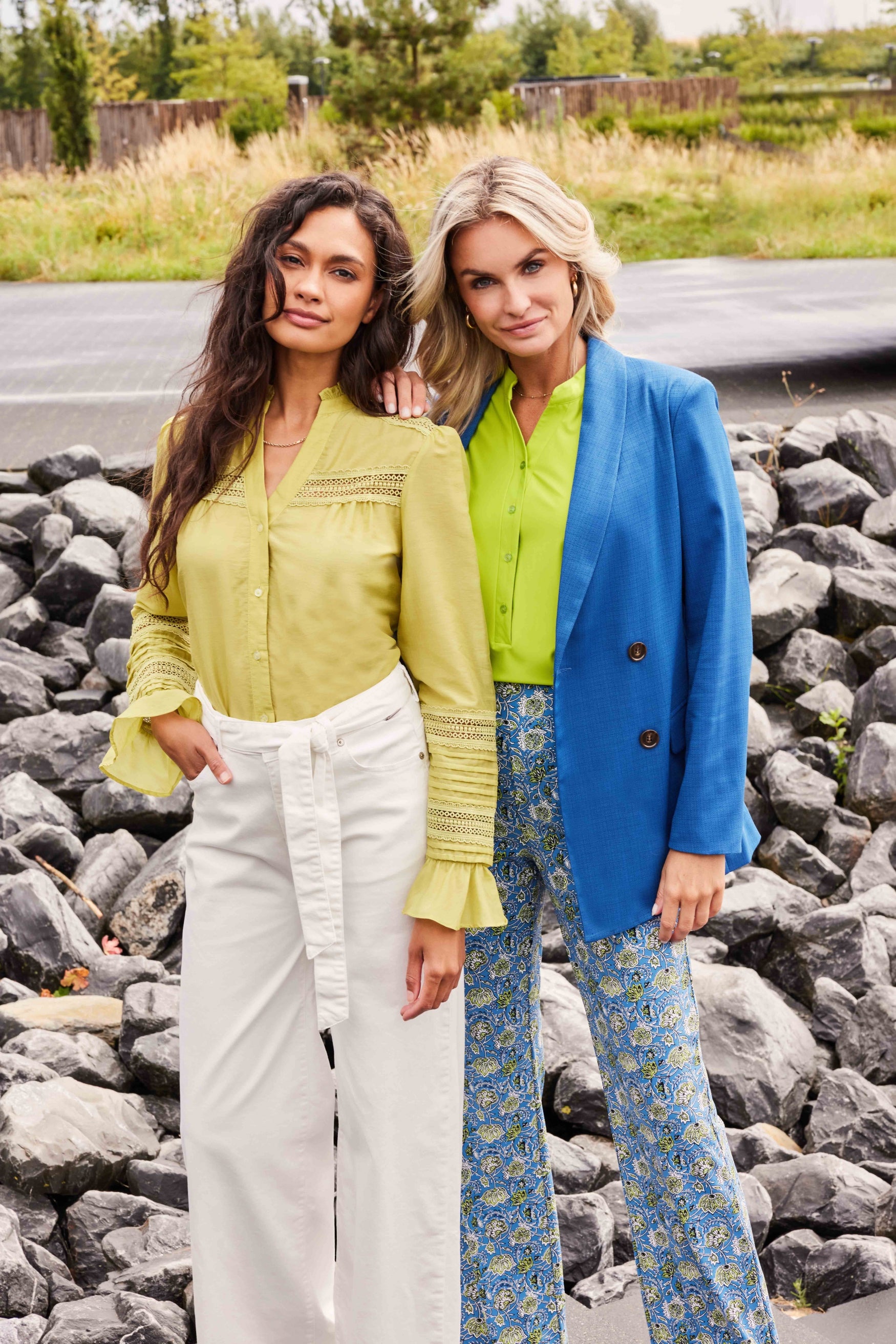 Cailey pants | Cornflower Blue/Yellow Green