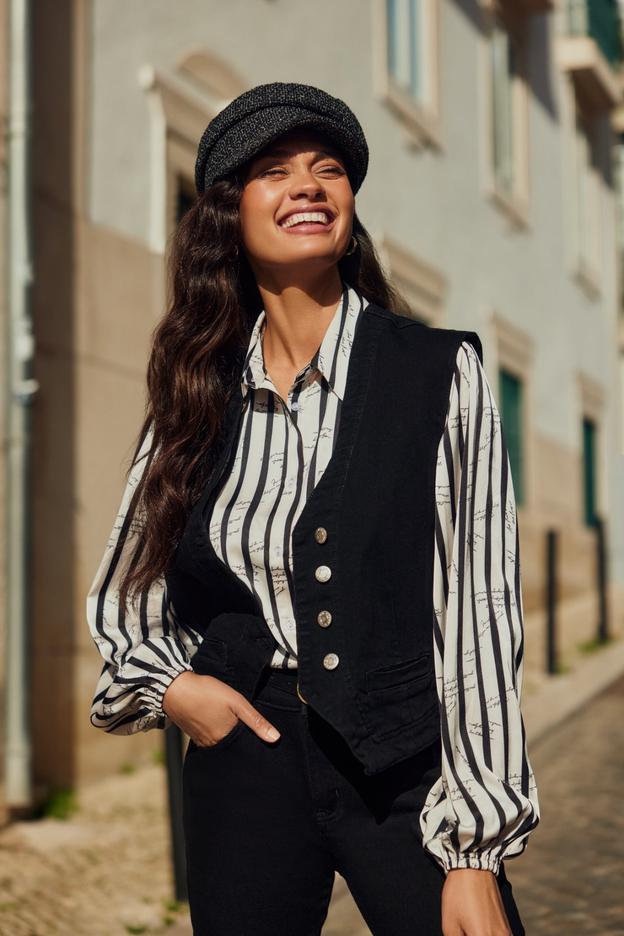 Elane blouse | Sand/Black