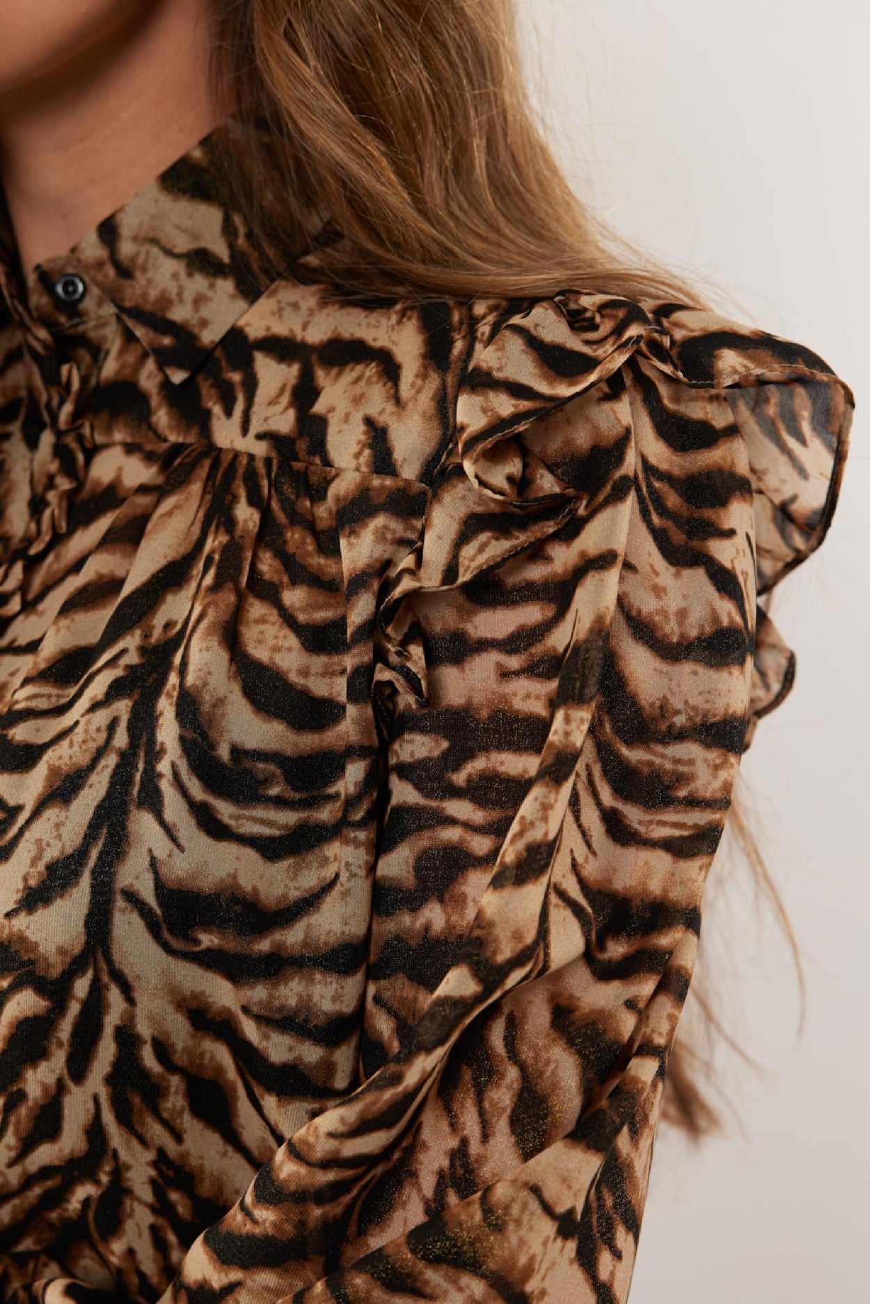 Rowena blouse | Zwart/Camel
