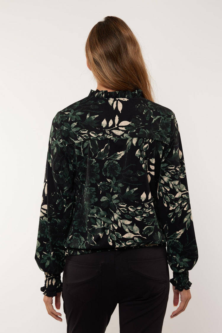 Monica blouse | Black/Pine green