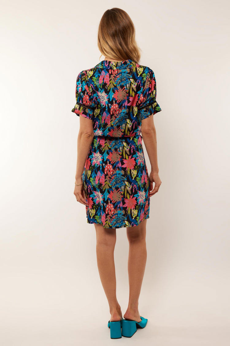Cleo dress | Offwhite/Cornflower Blue