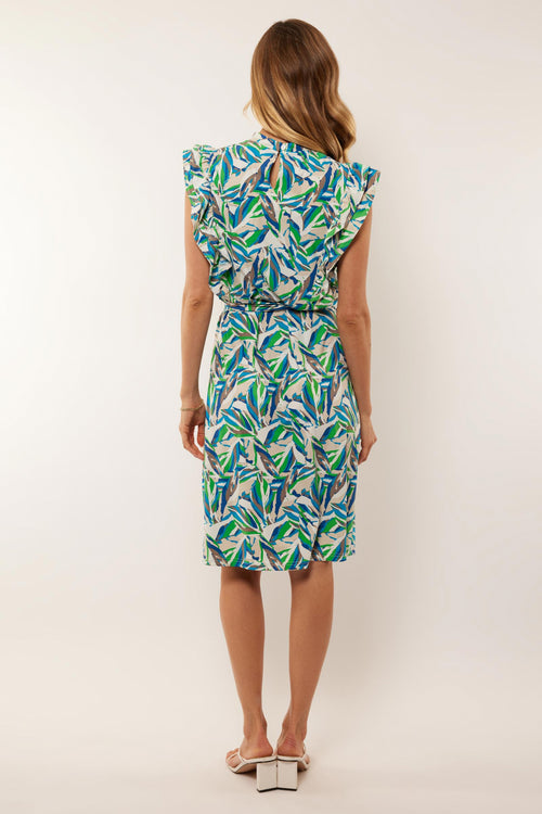 Calista jurk | Offwhite/Apple Green