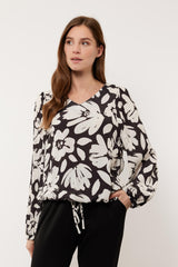 Melanie top | Off white/Black