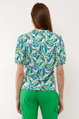 Camellia top | Off white/Apple Green