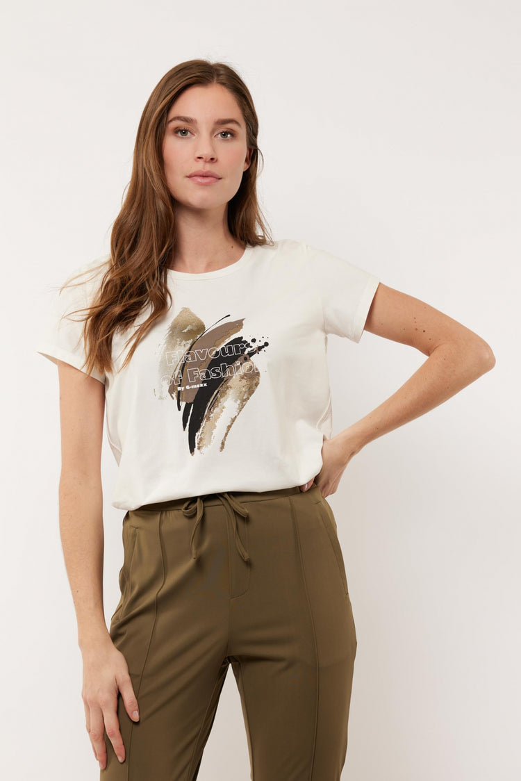 Dafne T-shirt | Offwhite/Sahara