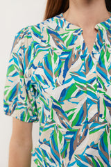 Camellia top | Off white/Apple Green