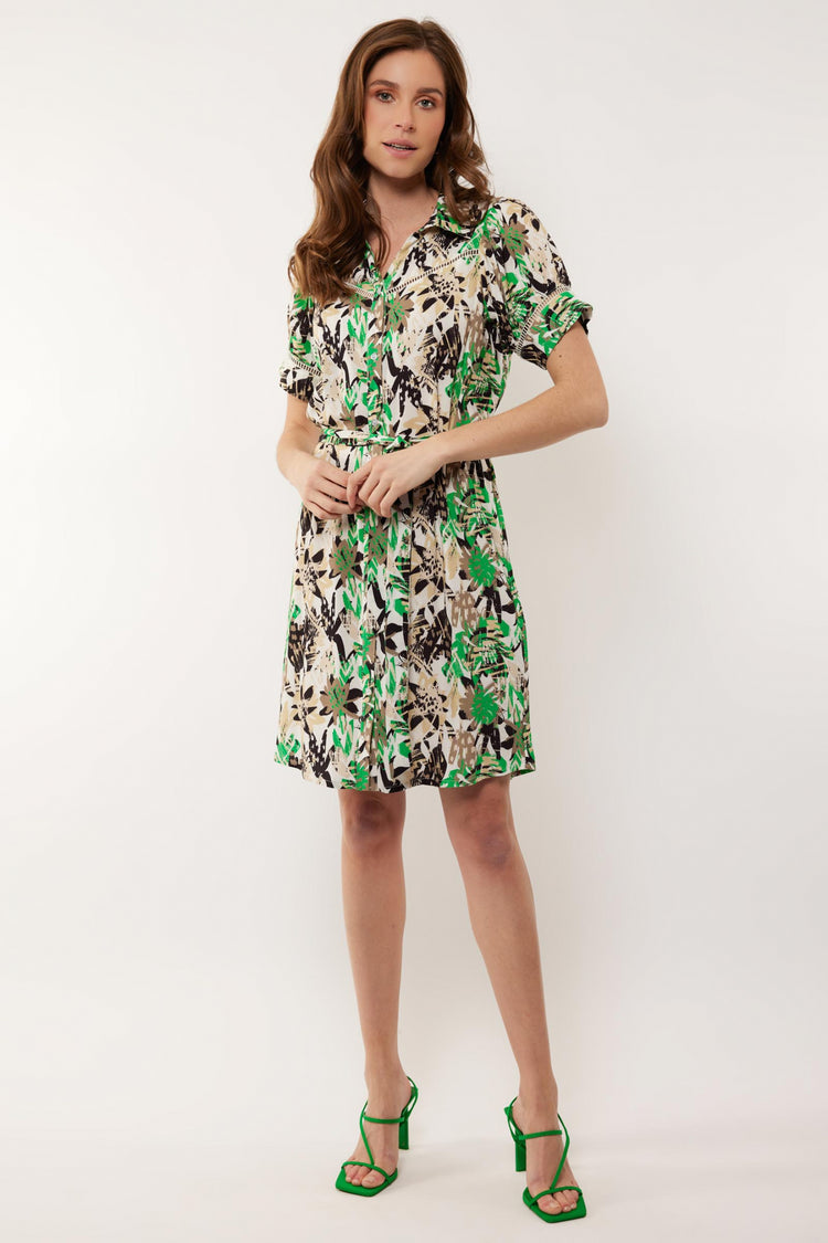 Cleo dress | Off white/Apple Green