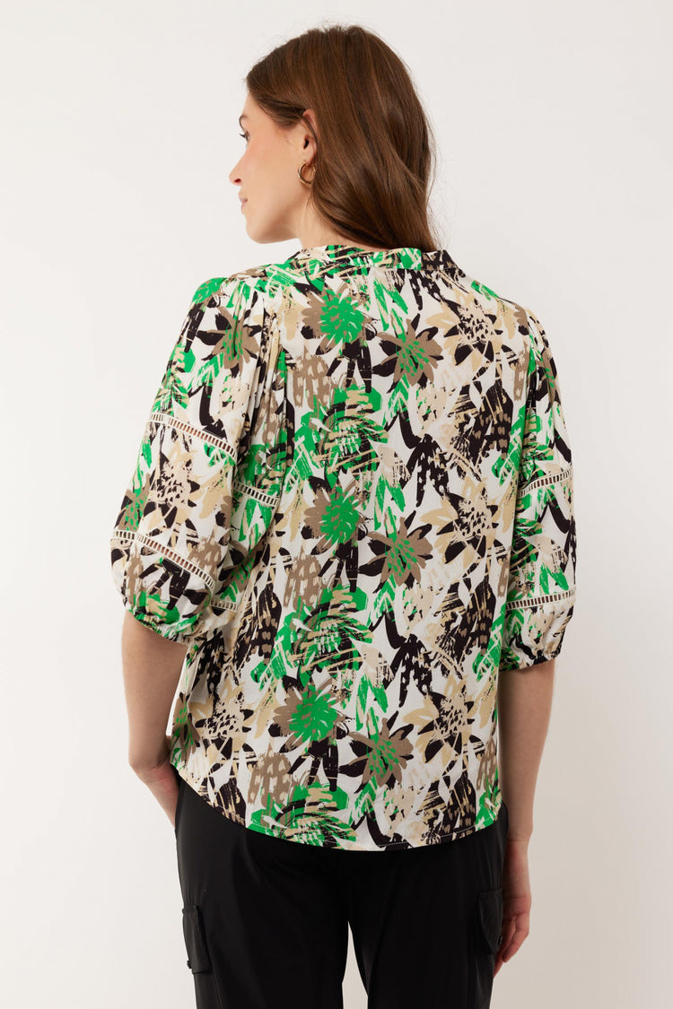 Cheryl blouse | Off white/Apple Green