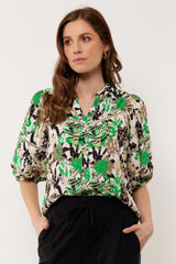 Cheryl blouse | Offwhite/Apple Green