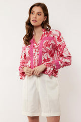 Nynke blouse | Sand/Hibiscus