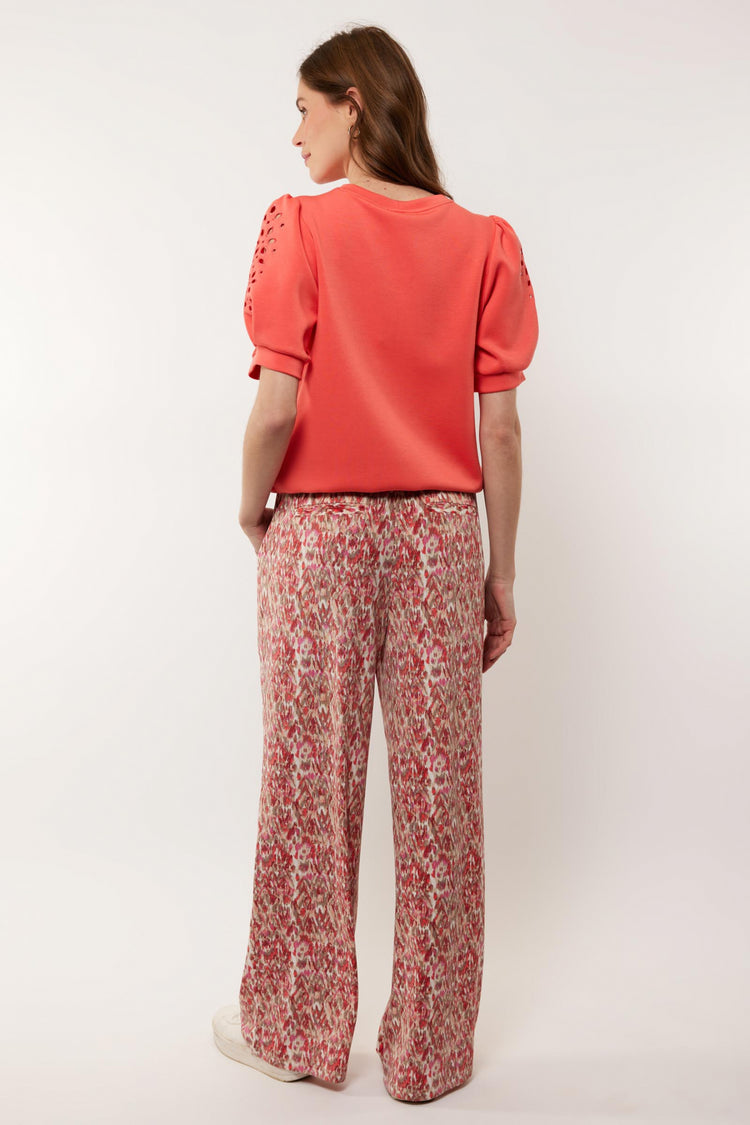 Catie pants | Offwhite/Bright Coral